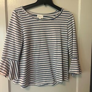 Dalia Women's Striped Blue and White Top
